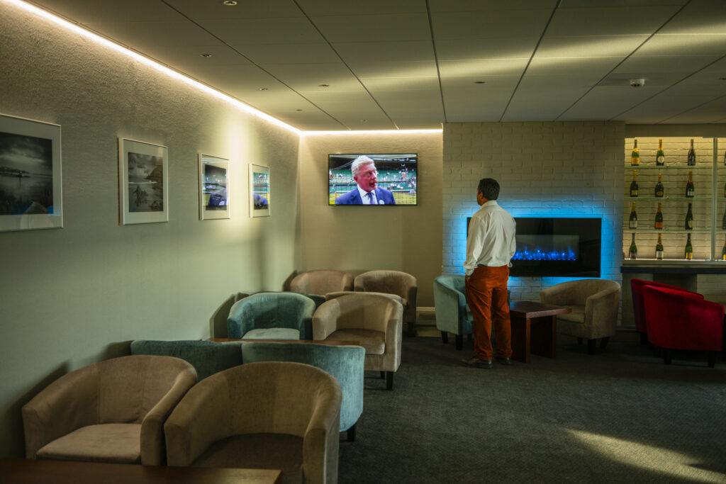 man watching boris becker on television phototography print by Niek de Greef
